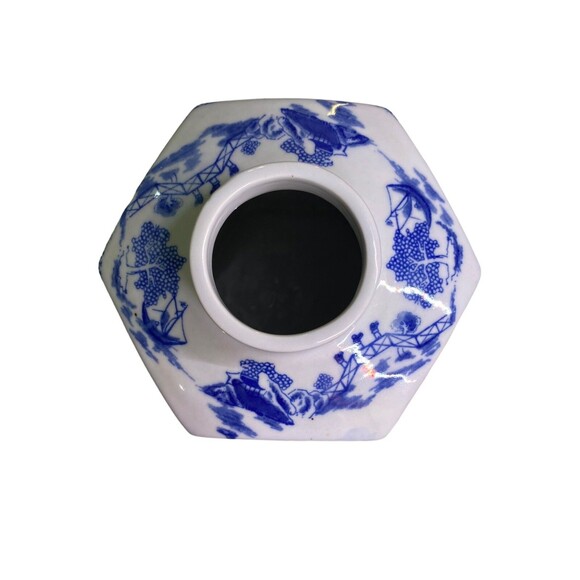 Vintage Rigtons Tea Merchants Japan Theme Octagon Shaped Tea Caddy - No Lid - Picture 9 of 11